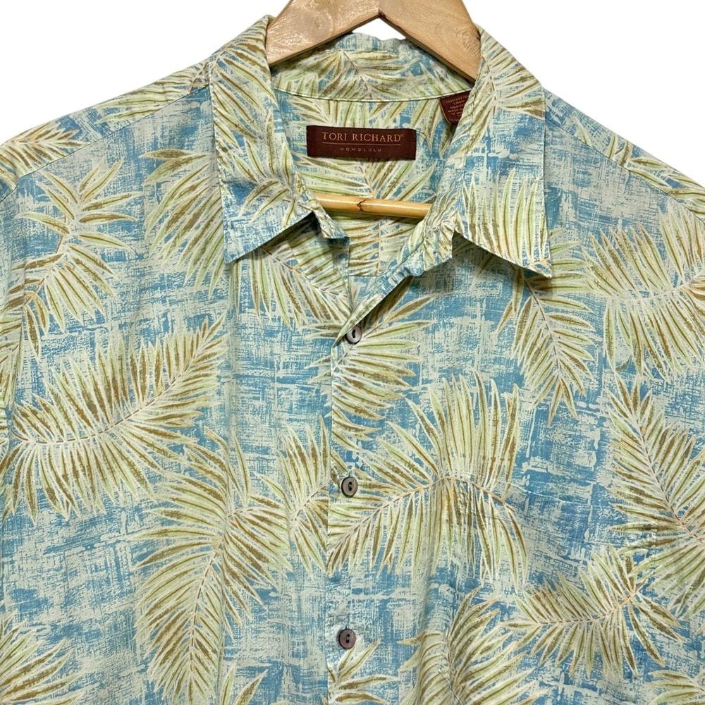 Tori Richard Tropical Button Up Shirt Mens XL Cotton Short Sleeve Aloha Hawaiian